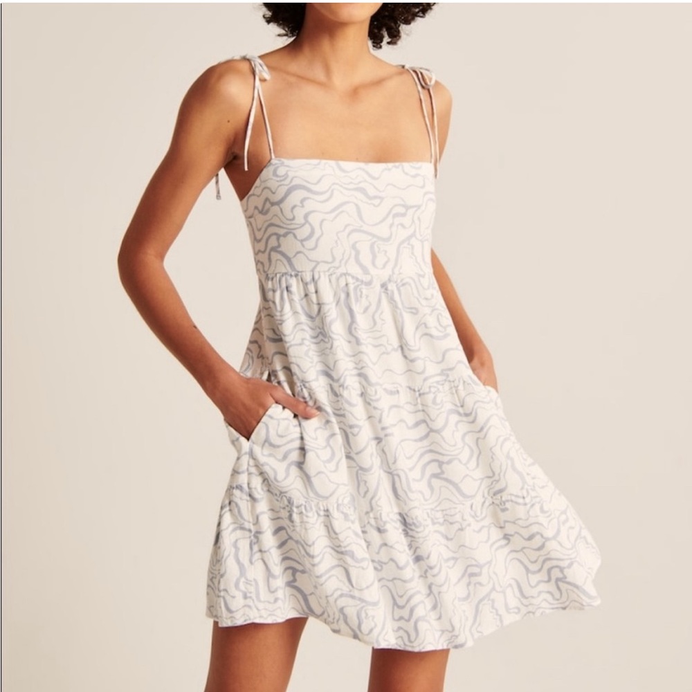Abercrombie & Fitch White and Blue Mini Dress